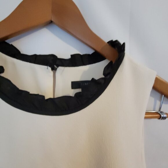 Women's J Crew 10 Ivory Black Crepe Dress Sleeveless - Picture 2 of 4